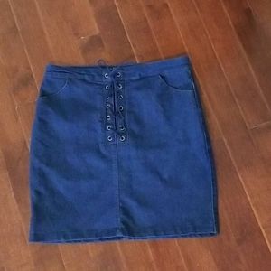 Denim laced up skirt